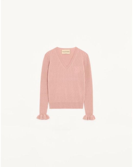 Valentino Pink Embroidered Cashmere Jumper