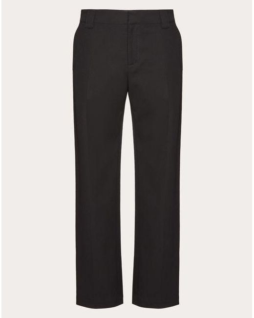 Valentino Black Stretch Cotton Trousers With R.u. Details for men