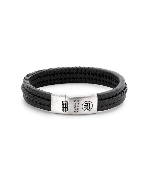 Bracelet rr-l0154-s-l+ cuir REBEL & ROSE pour homme en coloris Black