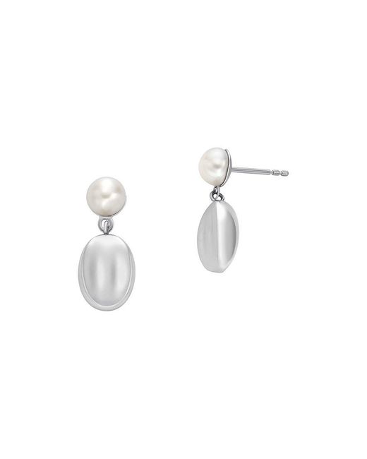 Boucles d'oreilles à fermoir à poussette agnethe pearl skj1835040 acier inoxydable Skagen en coloris Metallic