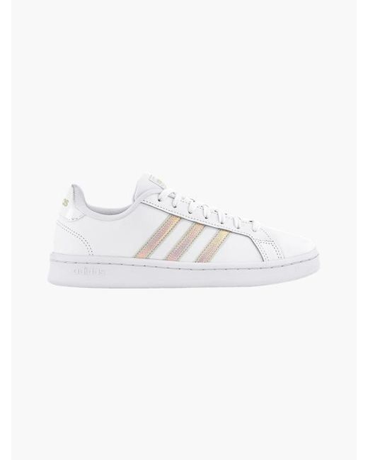 adidas Witte Leren Grand Court Sneaker in het Wit - Lyst