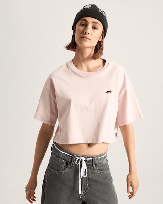 Vans Pink Salton Relax Crop T-Shirt, Damen, Größe