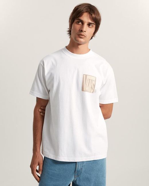 Vans White Stretch Stack Crackle T-Shirt for men