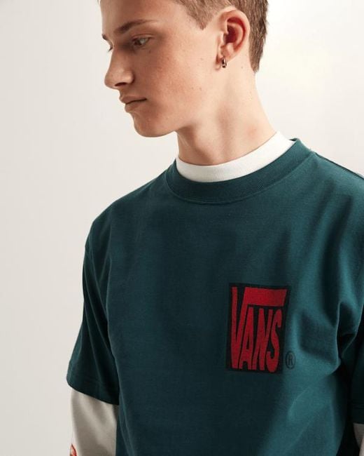 Vans Blue Stretch Stack Crackle T-Shirt for men