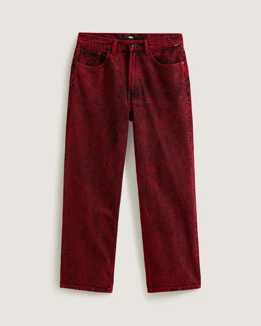 Vans Red Check-5 Baggy Denim Jeans for men