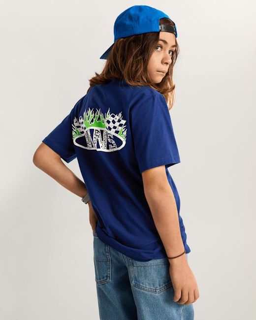 Vans Blue Kids Racing Flames T-Shirt (8-14 Years)