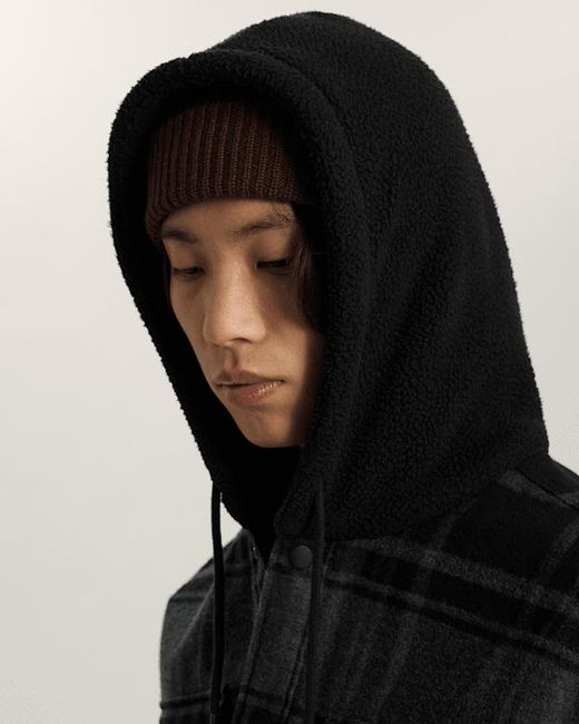 Vans Black Piedmont Hooded Plaid Shacket for men