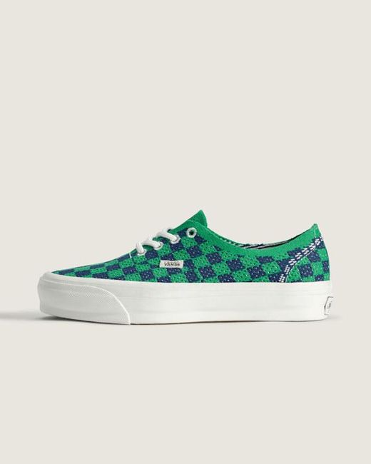 Vans Green Premium Authentic Checkerboard Shoes for men