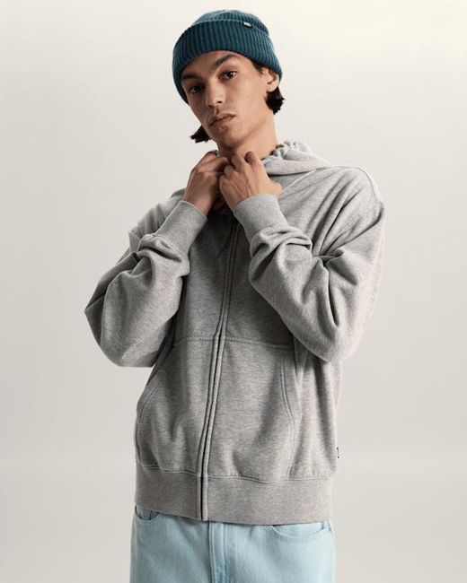 Vans Gray Stretch Logo Zip Pullover Hoodie for men