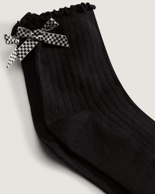 Vans Black Bow Back Crew Socks (1 Pair) Size: L (8.5-12​ for men