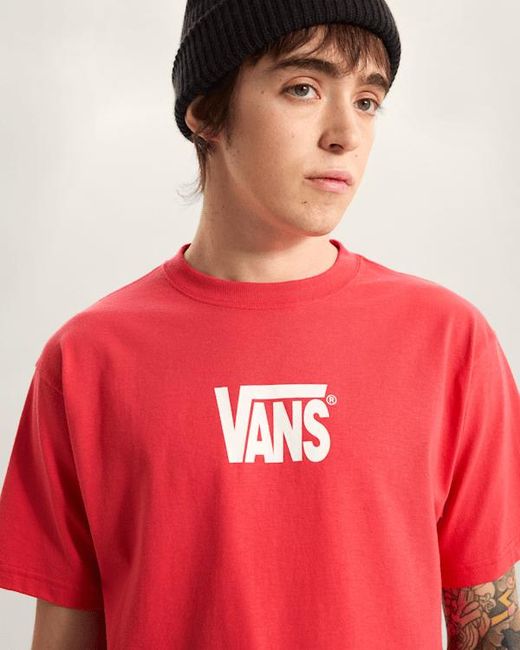 Vans Red Stretch Logo T-Shirt for men