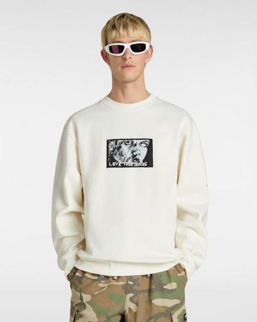 Vans White Skate Lisa Crew Sweatshirt for men