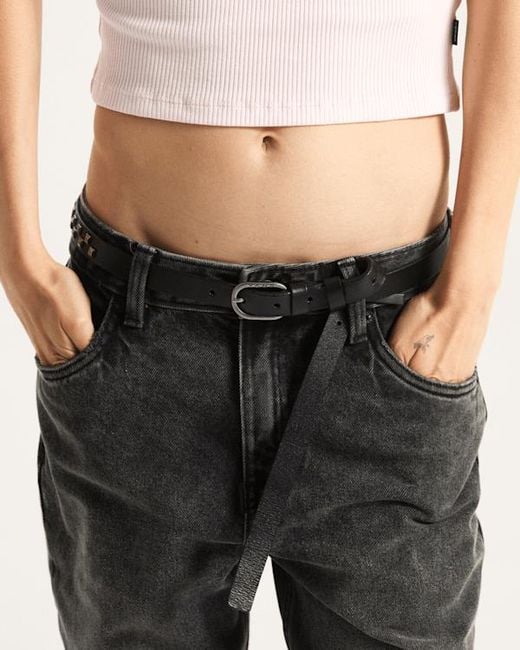 Vans Black Check Leather Belt for men
