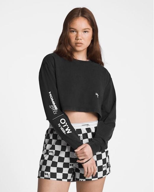 Vans Black Otw Homme Girls Ls Crop Tshirt Washed