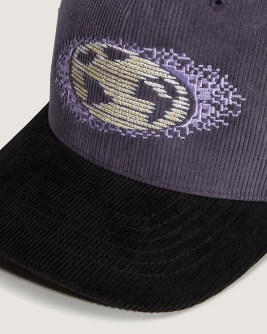 Vans Blue Premium Pixel Globe Snapback Hat Steel Shadow for men