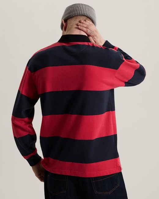 Vans Red Ward Stripe Rugby Knit Polo for men
