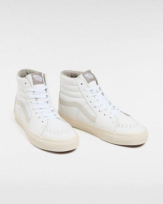 Vans White Sk8-hi Premium Leather Shoes