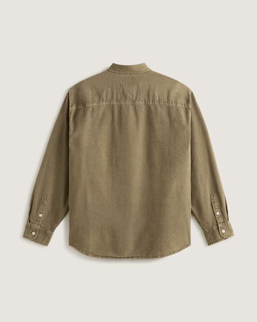 Vans Green Lawson Seersucker Pigment Long Sleeve Shirt, Size: L (8.5-12​ for men