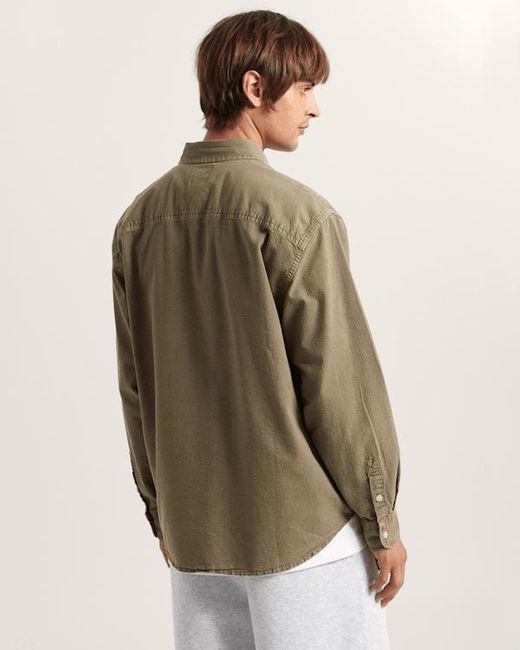 Vans Green Lawson Seersucker Pigment Long Sleeve Shirt, Size: L (8.5-12​ for men