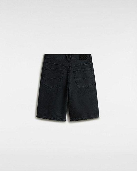Vans Black Check-5 Baggy Denim Shorts for men