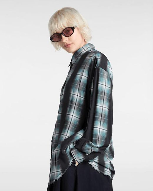 Vans Gray Gillian Kariertes Button-Down-Hemd, Frau, Größe