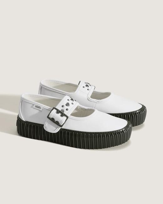 Vans White Mary Jane Creeper Platform Shoes for men