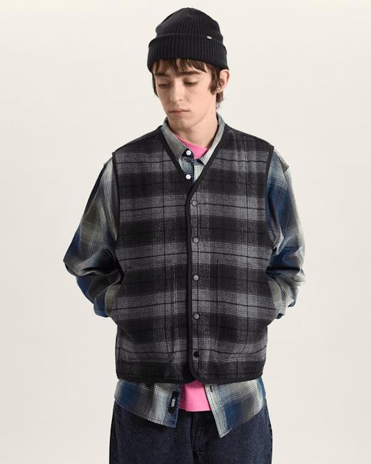 Vans Black Plaid Homecoming Vest Asphalt for men