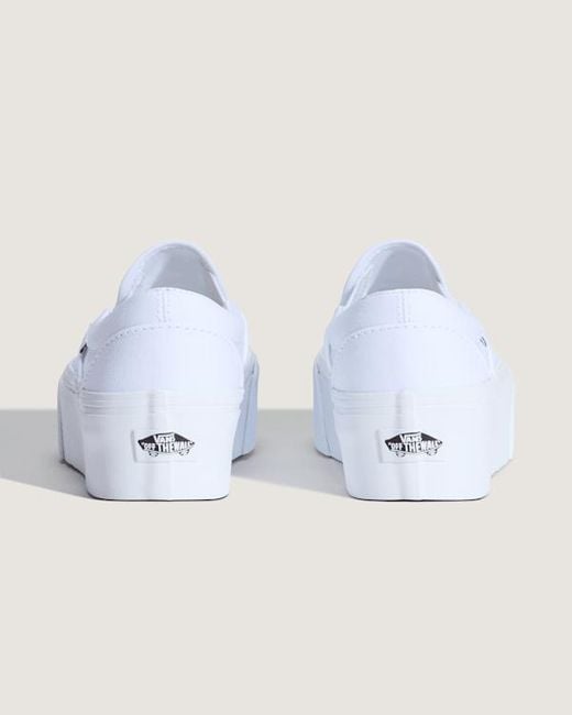 Vans White Classic Slip-On Platform Shoes