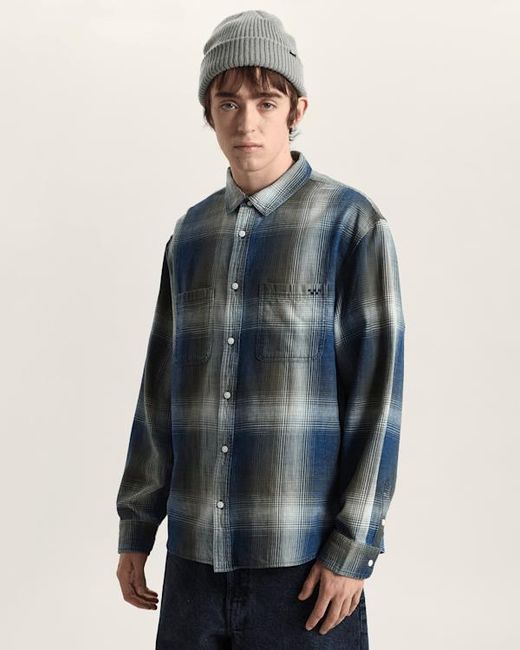 Vans Blue Plaid Long Sleeve Shirt for men