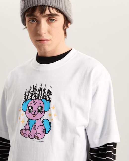 Vans White Puppy Loose T-Shirt for men