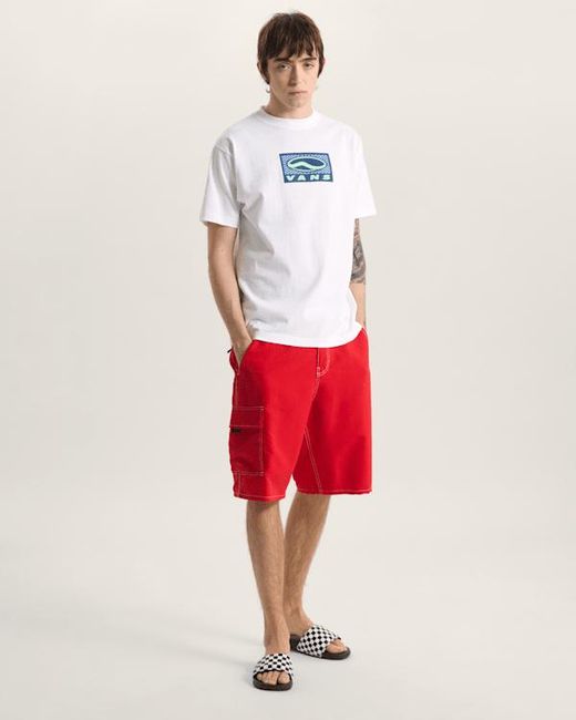 Vans Red Voyage Long Cargo Boardshorts for men
