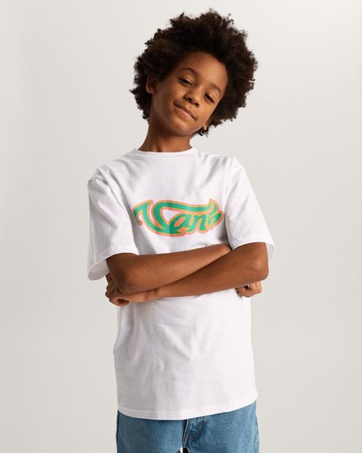 Vans White Kids Wavy Script T-Shirt (8-14 Years)