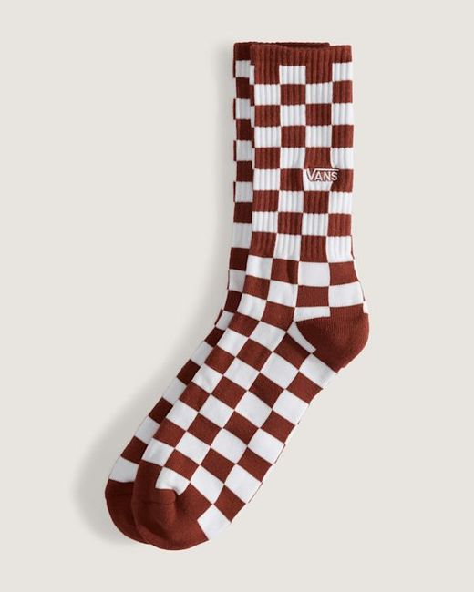 Vans Red Checkerboard Crew Socks (1 Pair) Size: L (8.5-12​ for men