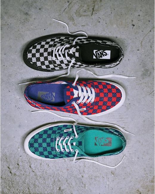Vans Red Premium Authentic Checkerboard Shoes for men