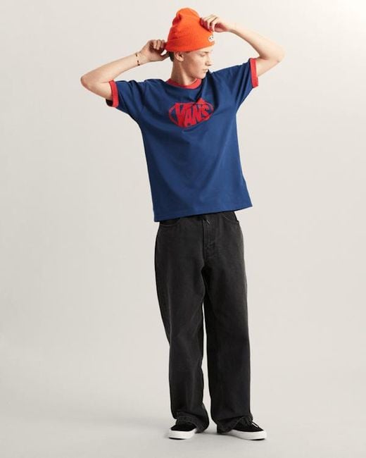 Vans Blue Center Chest Ringer T-Shirt for men