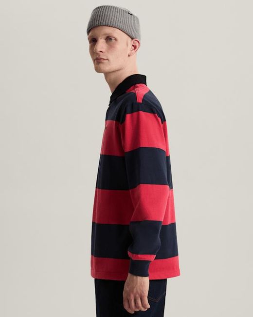 Vans Red Ward Stripe Rugby Knit Polo for men