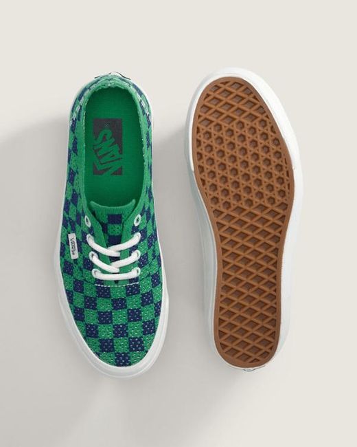Vans Green Premium Authentic Checkerboard Shoes for men