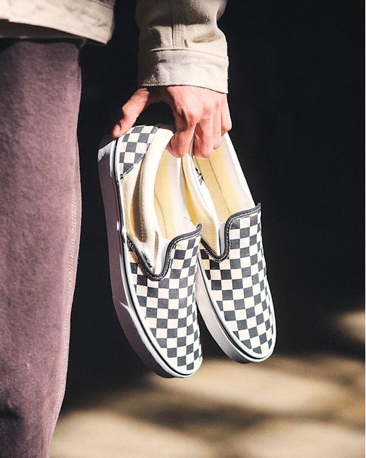 Vans Checkerboard Classic Slip-On Schuhe, Herren, Größe in Metallic für Herren
