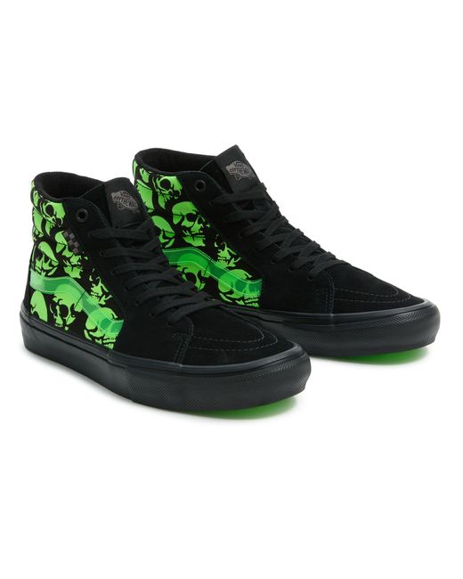 Vans Green Skate Sk8-hi Glow Skulls Schuhe
