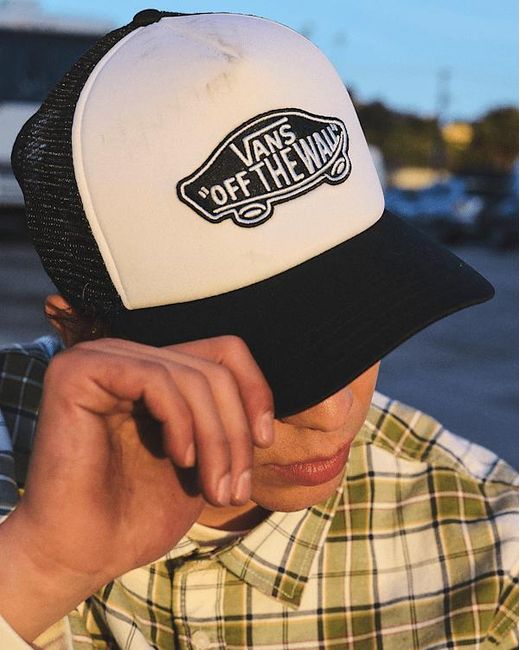 Vans White Classic Patch Curved Bill Trucker Hat for men
