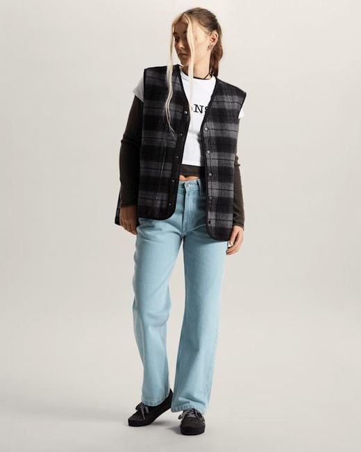 Vans Blue Check-5 Mid Rise Straight Trousers