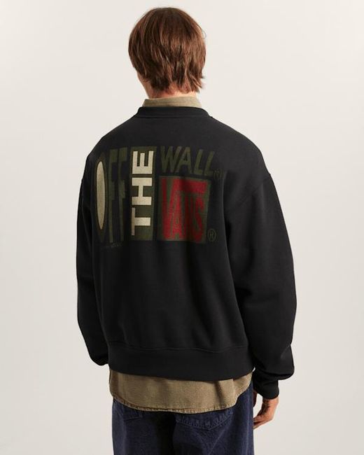 Vans Black Stretch Stack Crackle Crew Sweatshirt for men