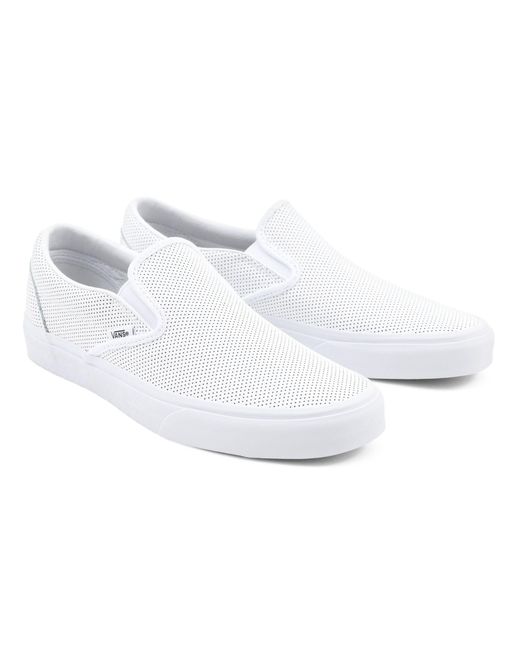 Chaussures En Cuir Perforé Classic Slip-on Vans en coloris Blanc | Lyst