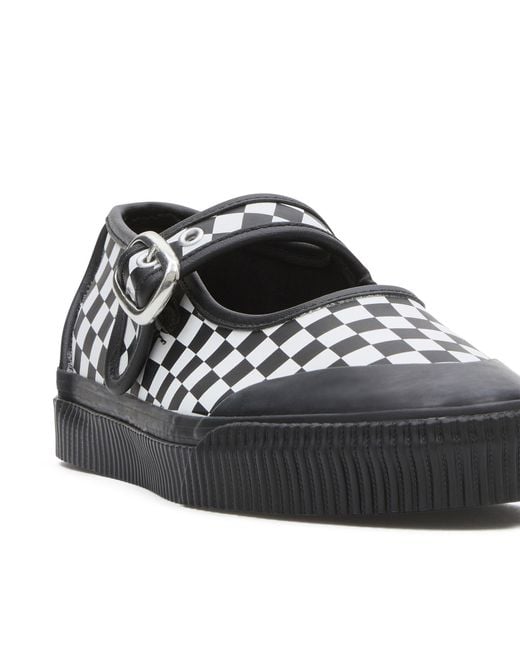 Vans Black Premium Mary Jane 93 Schuhe (Lx Leather Creep Checkerboard) Damen Weiß, Größe