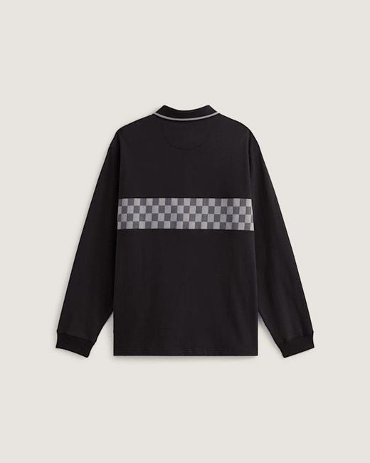 Vans Black Medford Checkerboard Long Sleeve Polo for men
