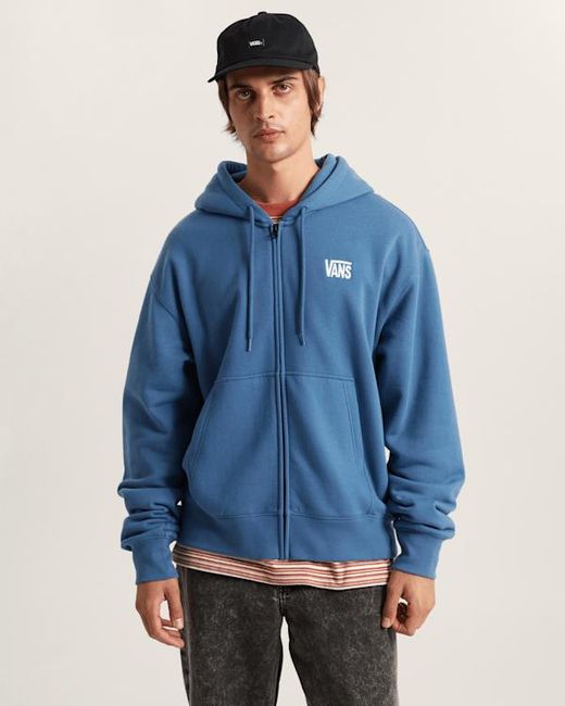 Vans Blue Stretch Logo Zip Pullover Hoodie for men
