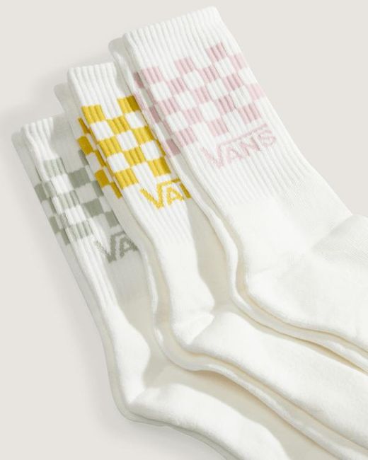 Vans White Classic Check Crew Socks (3 Pairs) Size: L (8.5-12​ for men
