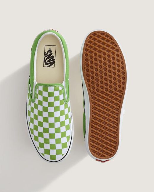 Vans Green Classic Slip-On Checkerboard Shoes for men