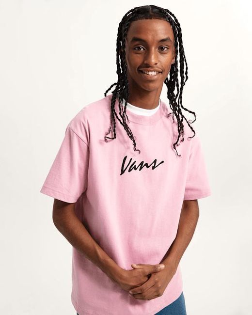 Vans Original Script T-Shirt, Herren, Größe in Pink für Herren