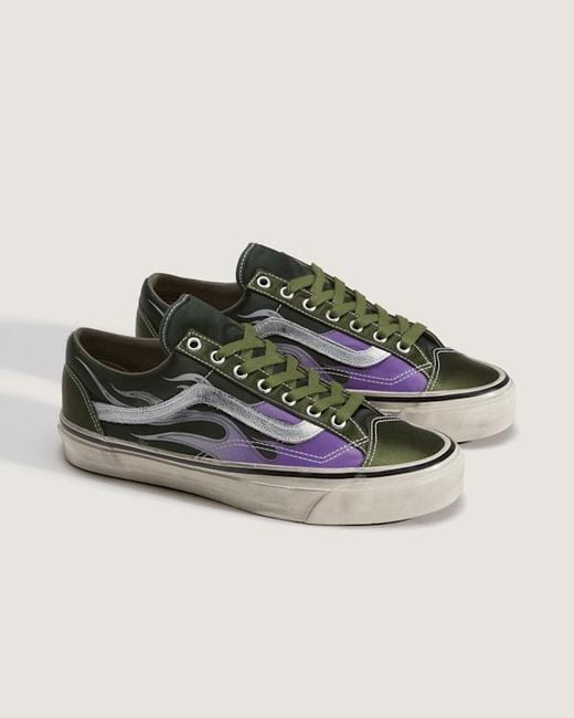 Vans Green Premium Old Skool 36 Flames Shoes for men